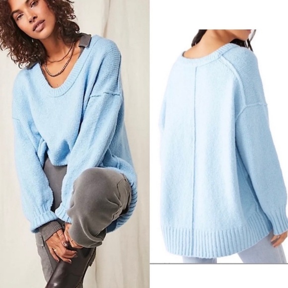 Free People Sweaters - Free People Brookside Sweater Tunic in Starlight Blue Size XL